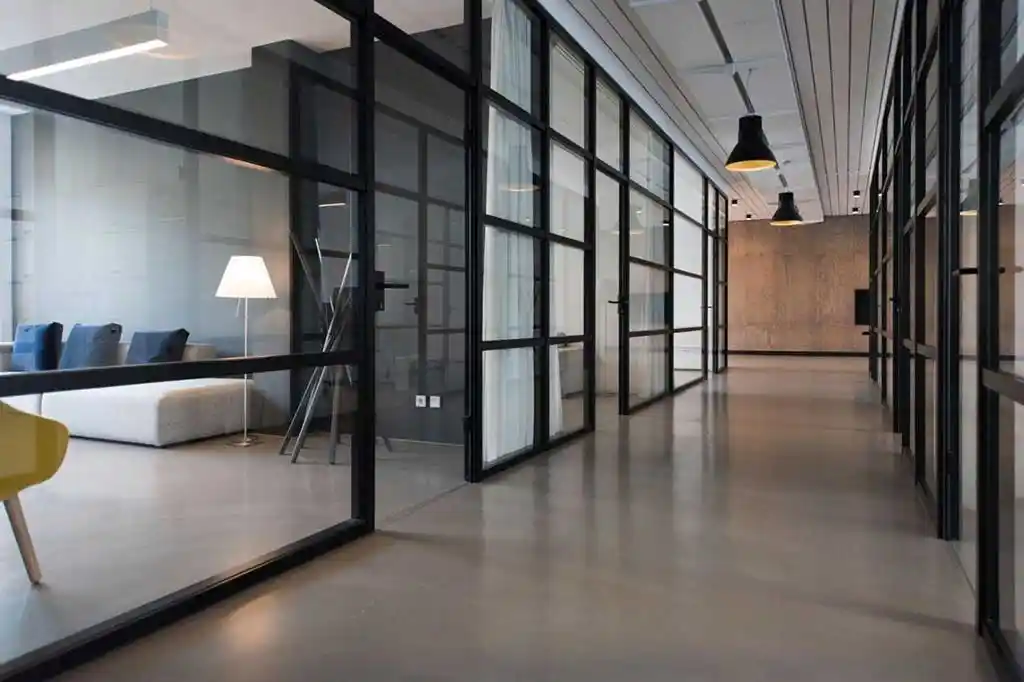 Glass doors allow natural light to enter