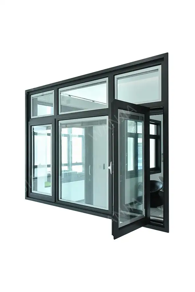 window door aluminum glass casement window with built in blinds 2