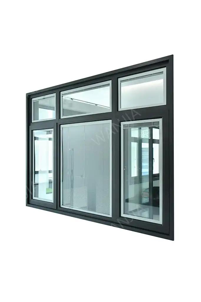 window door aluminum glass casement window with built in blinds 3