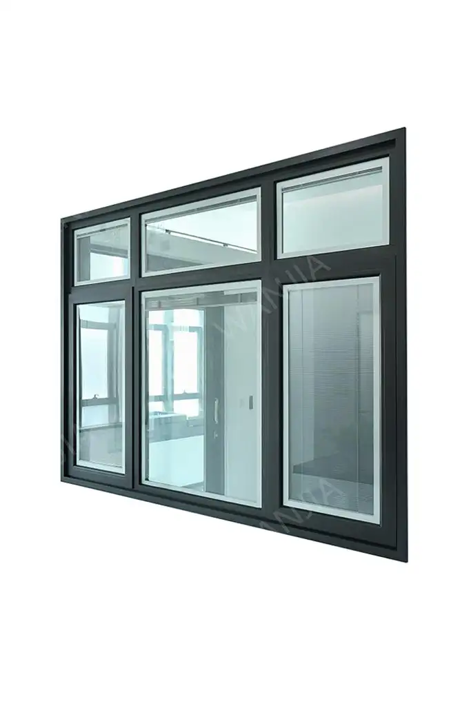 window door aluminum glass casement window with built in blinds 4