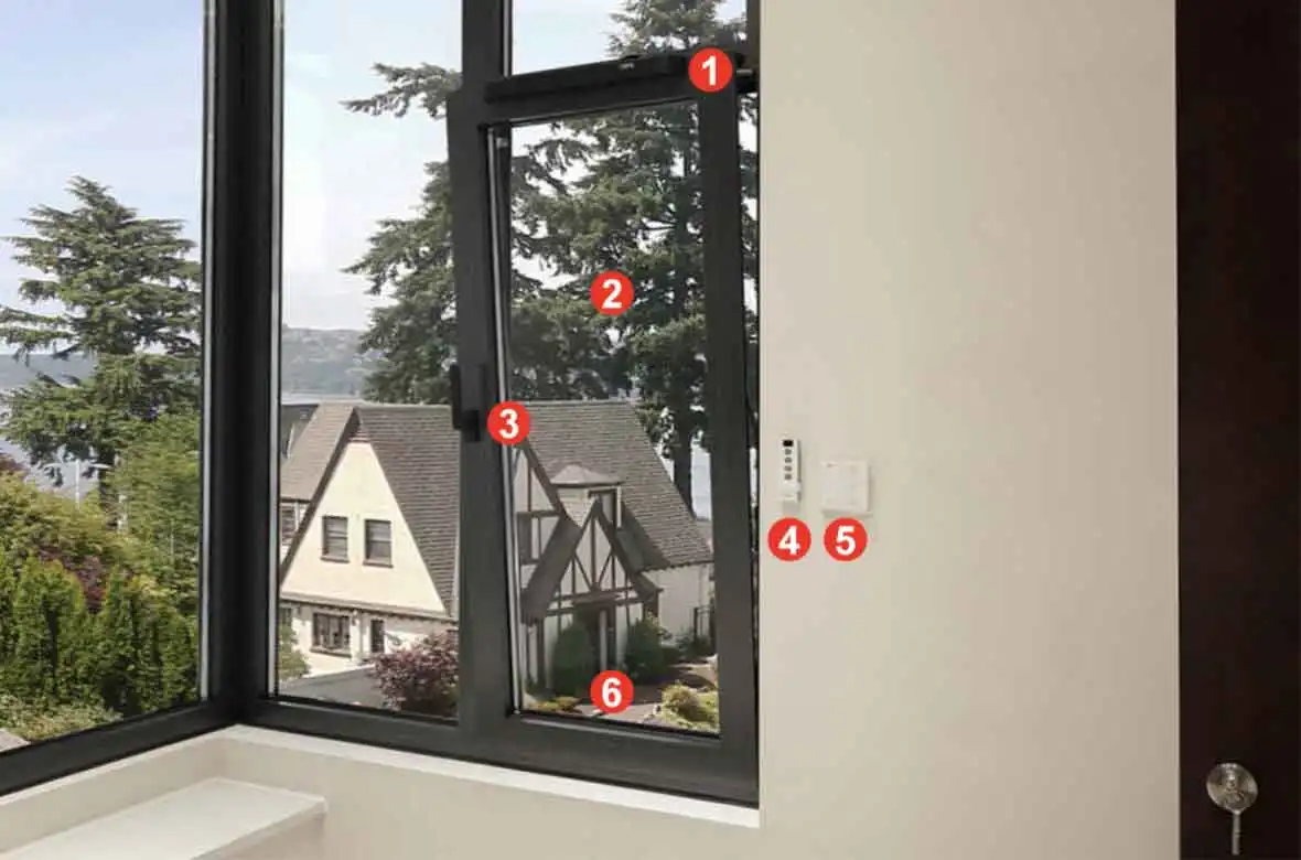 WANJIA window door K80 automatic tilt turn window product exhibit picture specs install details