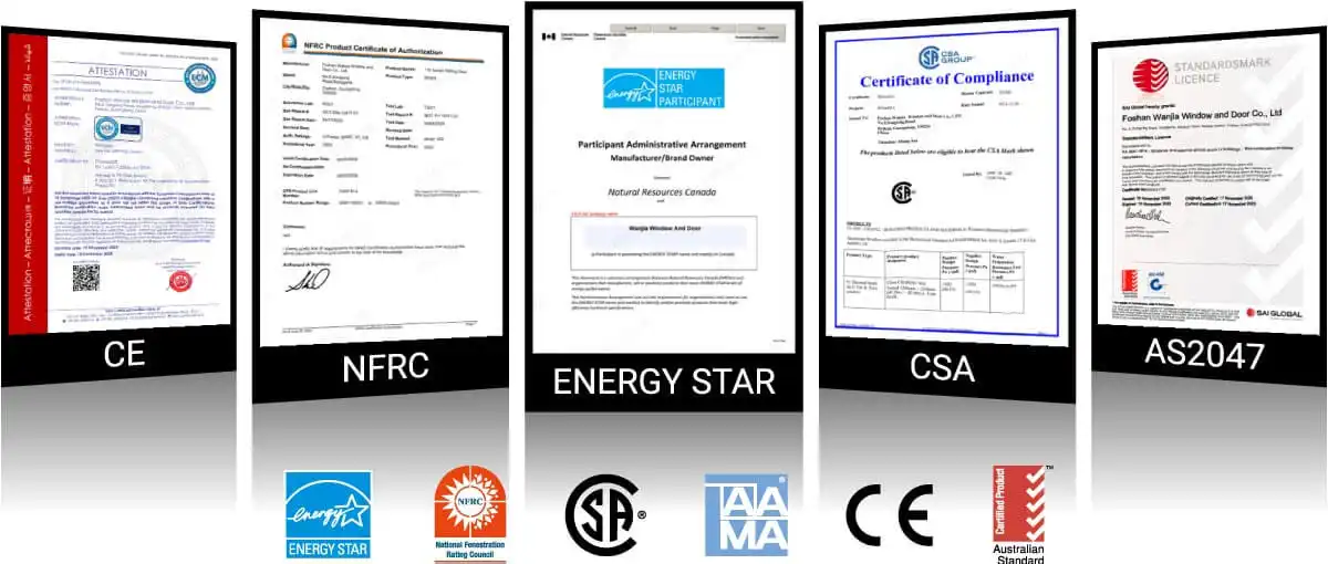 WANJIA window door certification energy star nfrc csa aama ce as2047